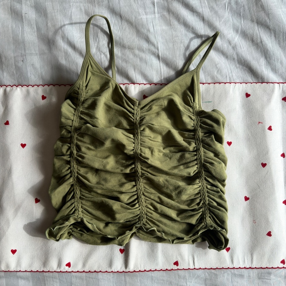 Fabletics Ruched Top in Forest Moss